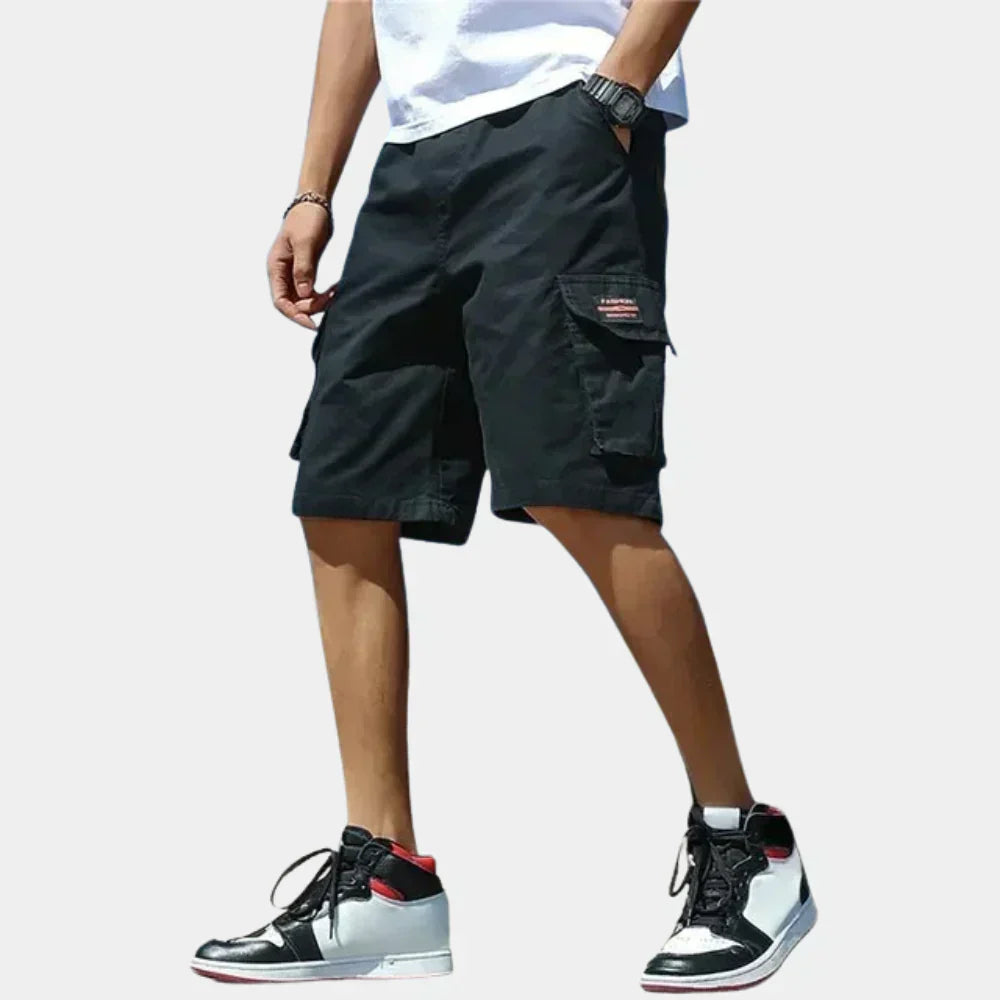 Herre bomulds cargo shorts løs pasform med flere lommer