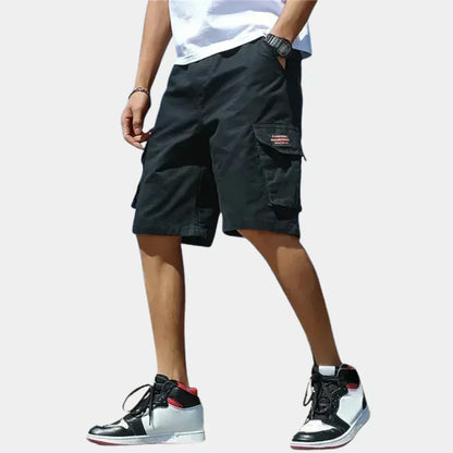 Herre bomulds cargo shorts løs pasform med flere lommer