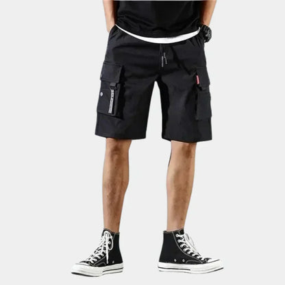 Herre bomulds cargo shorts løs pasform med flere lommer