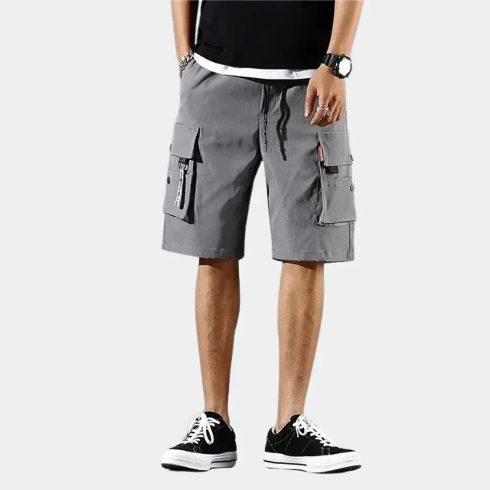Herre bomulds cargo shorts løs pasform med flere lommer