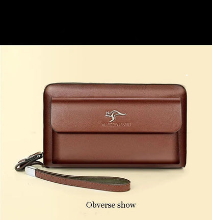 Herre Læder Clutch Tegnebog Rummelig Organizer Taske