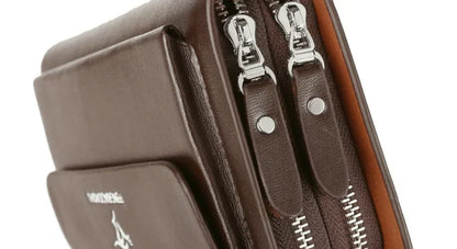 Herre Læder Clutch Tegnebog Rummelig Organizer Taske