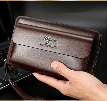 Herre Læder Clutch Tegnebog Rummelig Organizer Taske