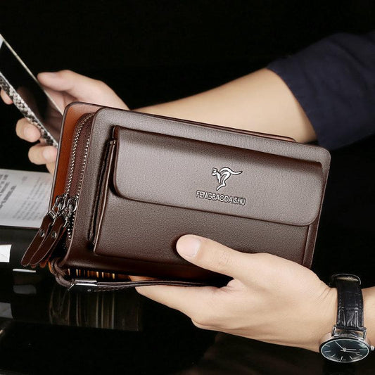 Herren Leder Clutch Geldbörse Geräumige Organizer-Tasche