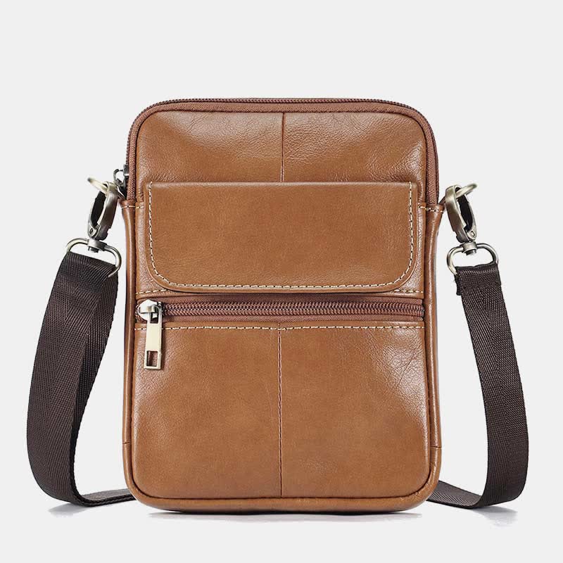 Kleine heren schoudertas van echt leer compacte crossbody