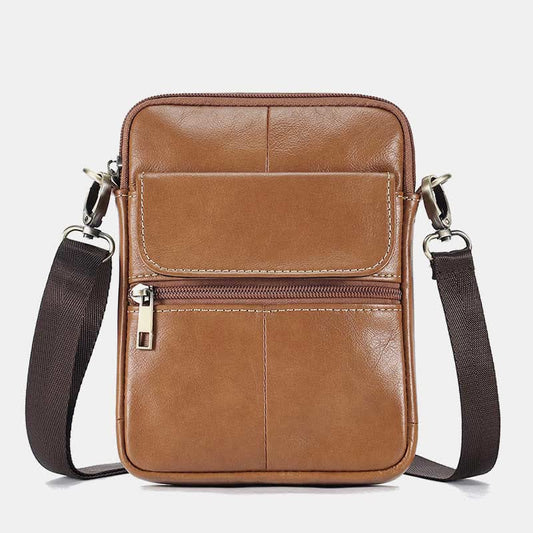 Men’s Small Genuine Leather Shoulder Bag Compact Crossbody