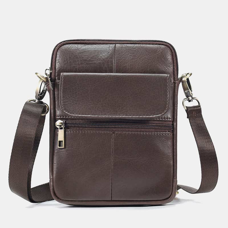 Kleine heren schoudertas van echt leer compacte crossbody