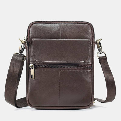 Kleine heren schoudertas van echt leer compacte crossbody