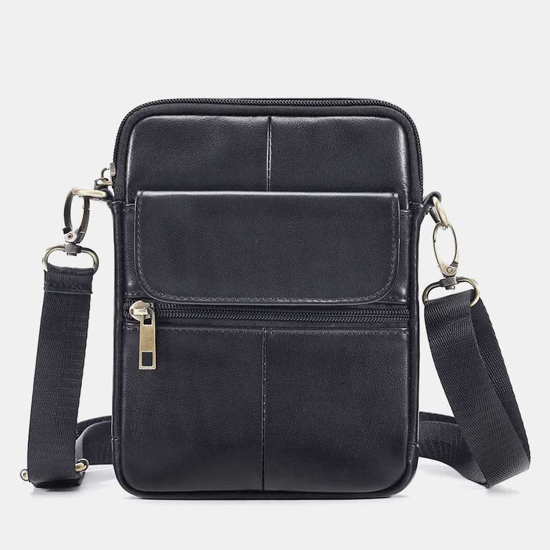 Kleine heren schoudertas van echt leer compacte crossbody