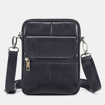 Kleine heren schoudertas van echt leer compacte crossbody