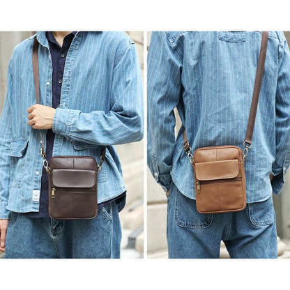 Kleine heren schoudertas van echt leer compacte crossbody