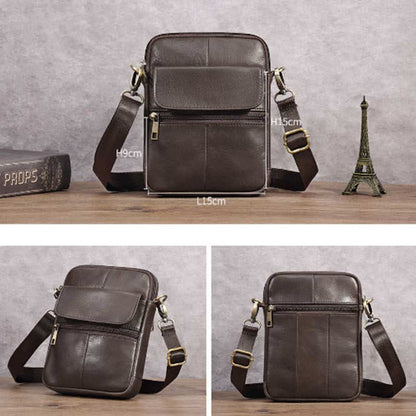 Kleine heren schoudertas van echt leer compacte crossbody