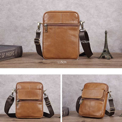 Kleine heren schoudertas van echt leer compacte crossbody