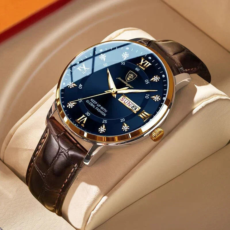 Herren wasserdichte leuchtende Armbanduhr aus Edelstahl klassisches Design