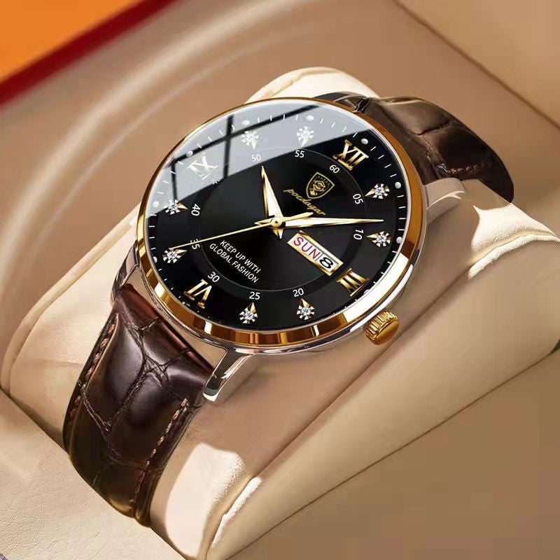 Herren wasserdichte leuchtende Armbanduhr aus Edelstahl klassisches Design
