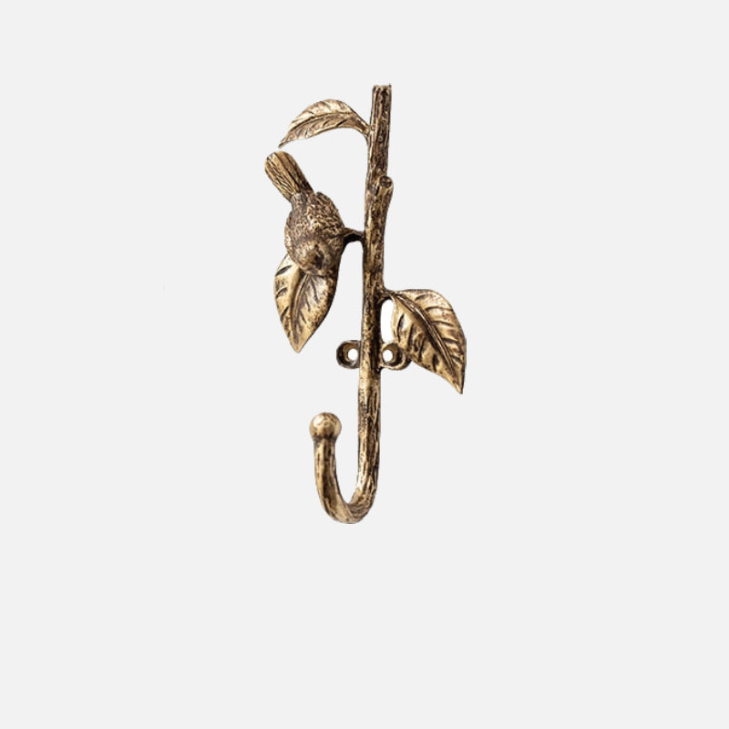 Metal Wall Hook with Curved Finish and Bird Design