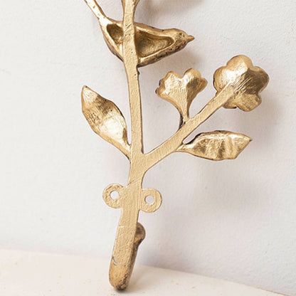 Metal Wall Hook with Curved Finish and Bird Design