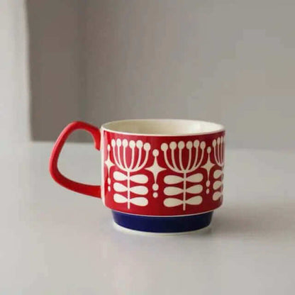 Keramikkopper til kaffe i midcentury-stil med retro mønstre