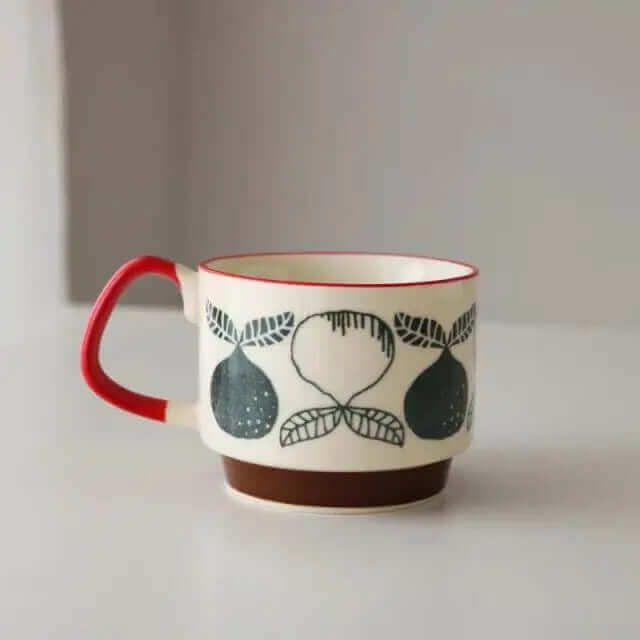 Keramikkopper til kaffe i midcentury-stil med retro mønstre