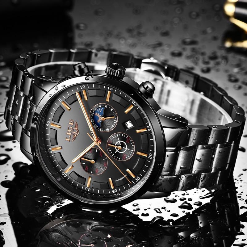 Militaire zwarte stalen horloge roestvrijstalen heren waterdicht horloge