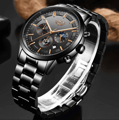 Militaire zwarte stalen horloge roestvrijstalen heren waterdicht horloge