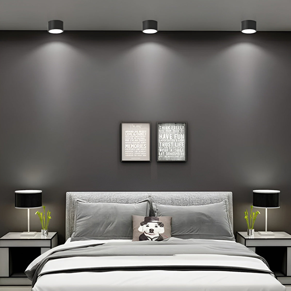 Minimalistisk cylindrisk LED-loftlampe med tre lysindstillinger