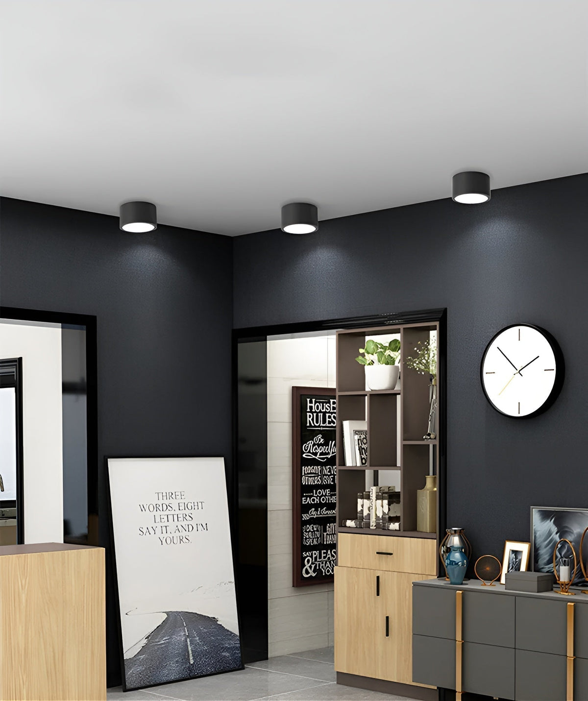 Minimalistisk cylindrisk LED-loftlampe med tre lysindstillinger