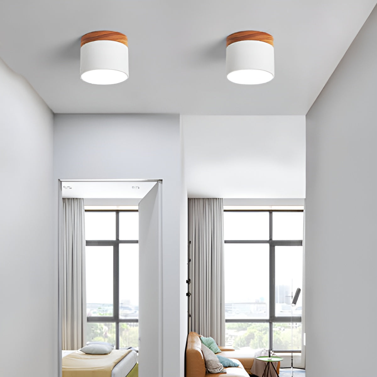 Minimalistisk cylindrisk LED-loftlampe med tre lysindstillinger