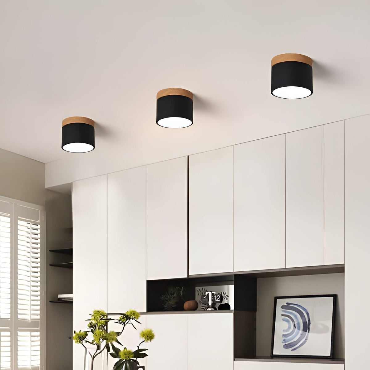Minimalistisk cylindrisk LED-loftlampe med tre lysindstillinger