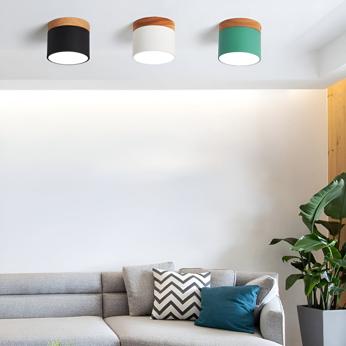 Minimalistisk cylindrisk LED-loftlampe med tre lysindstillinger