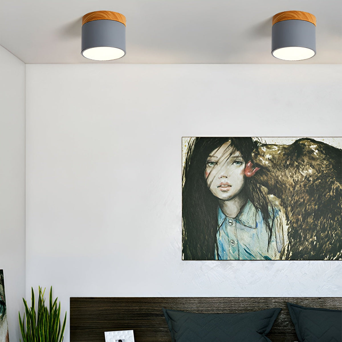 Minimalistisk cylindrisk LED-loftlampe med tre lysindstillinger