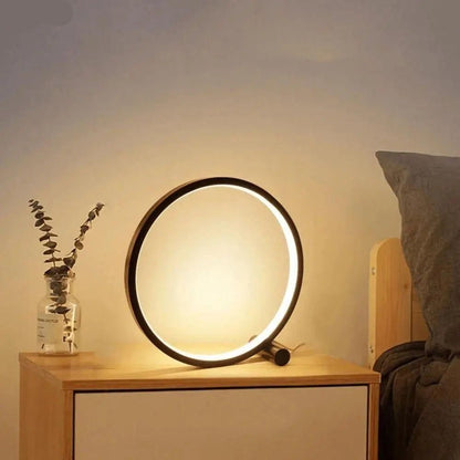 Minimalist LED Ring Desk Lamp with Touch Dimming and Warm Light
