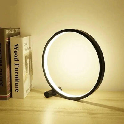Minimalist LED Ring Desk Lamp with Touch Dimming and Warm Light