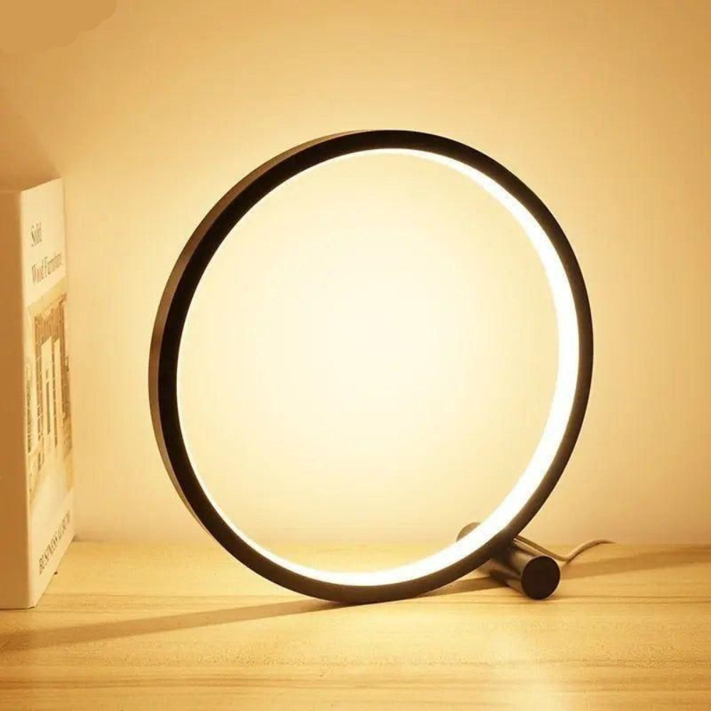 Minimalist LED Ring Desk Lamp with Touch Dimming and Warm Light