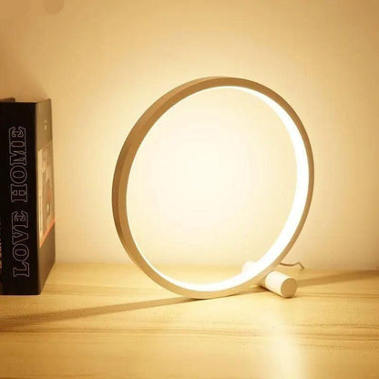 Minimalist LED Ring Desk Lamp with Touch Dimming and Warm Light