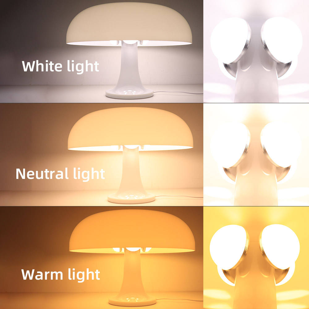 Minimalist Mushroom Table Lamp with Glass and Iron Design