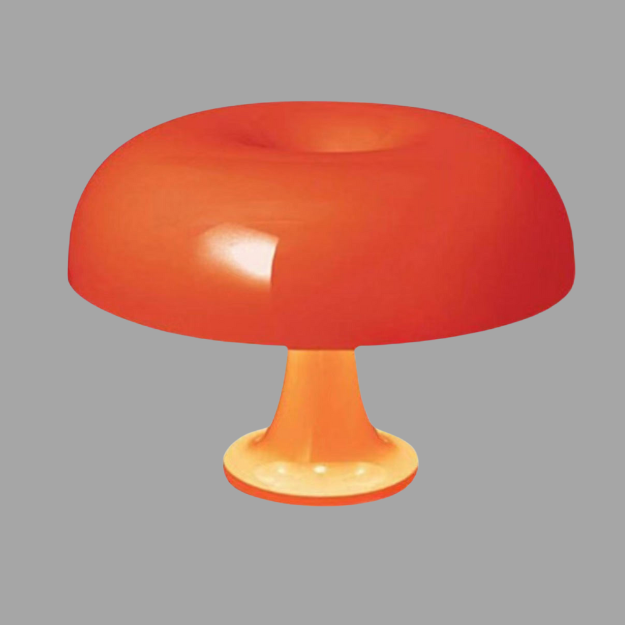 Minimalist Mushroom Table Lamp with Glass and Iron Design