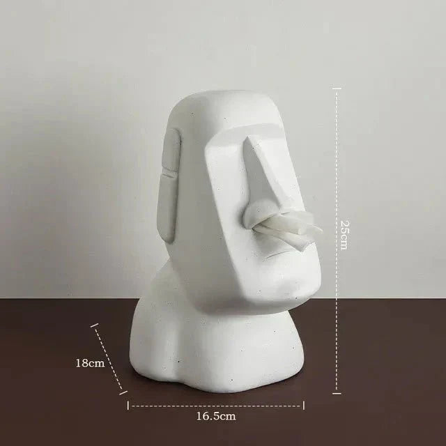 Resinservietholder inspireret af Moai-statuer med unikt dekorativt design