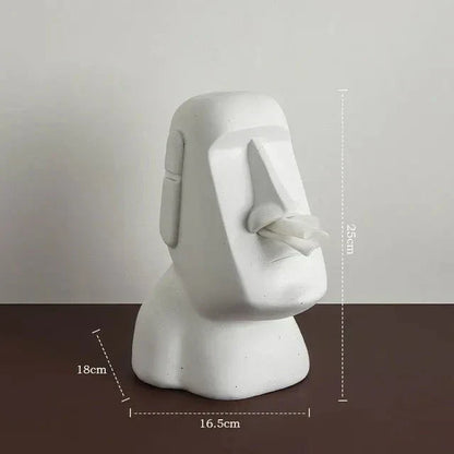 Resinservietholder inspireret af Moai-statuer med unikt dekorativt design