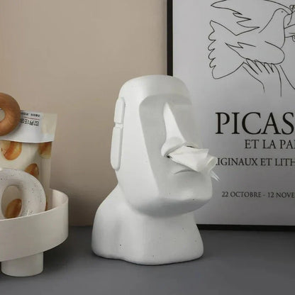 Resinservietholder inspireret af Moai-statuer med unikt dekorativt design