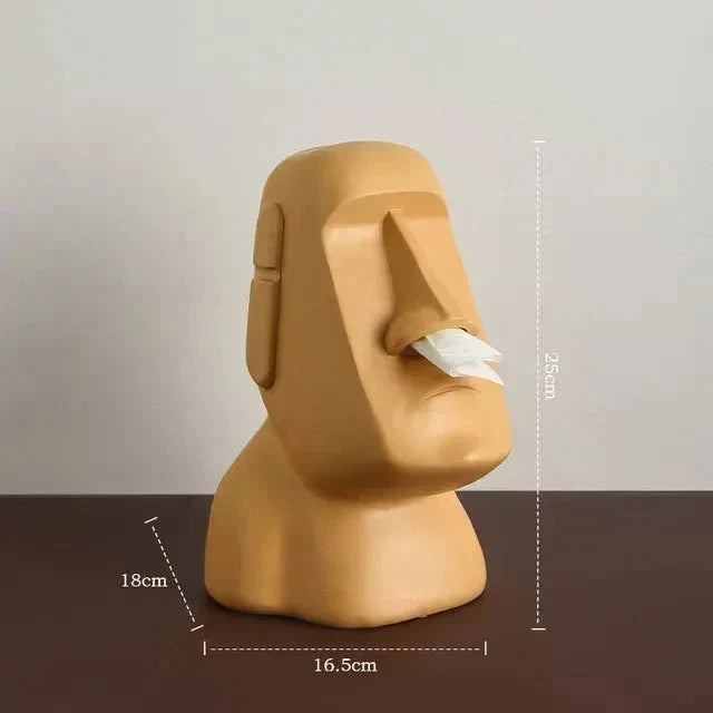 Resinservietholder inspireret af Moai-statuer med unikt dekorativt design