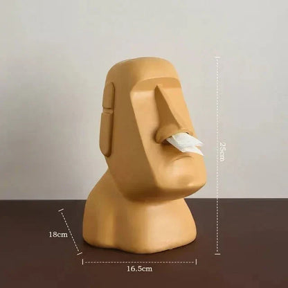 Resinservietholder inspireret af Moai-statuer med unikt dekorativt design