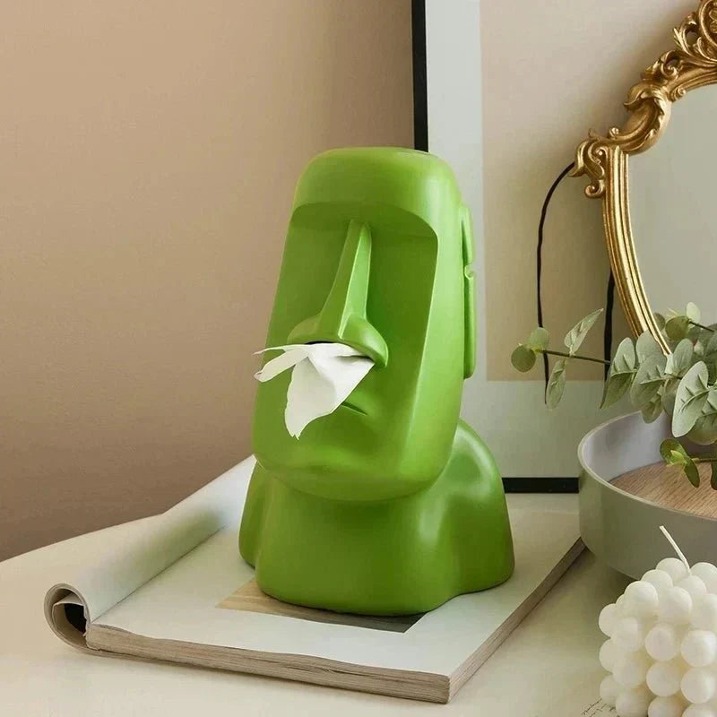 Resinservietholder inspireret af Moai-statuer med unikt dekorativt design