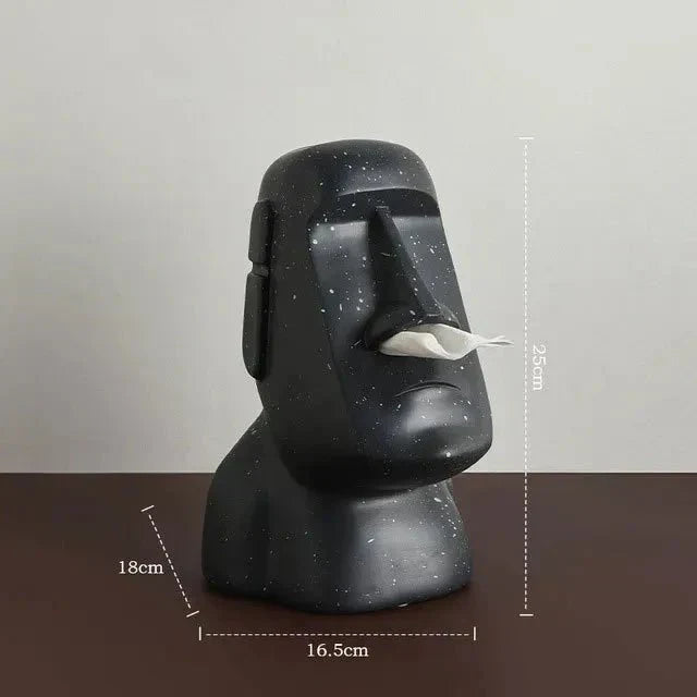 Resinservietholder inspireret af Moai-statuer med unikt dekorativt design