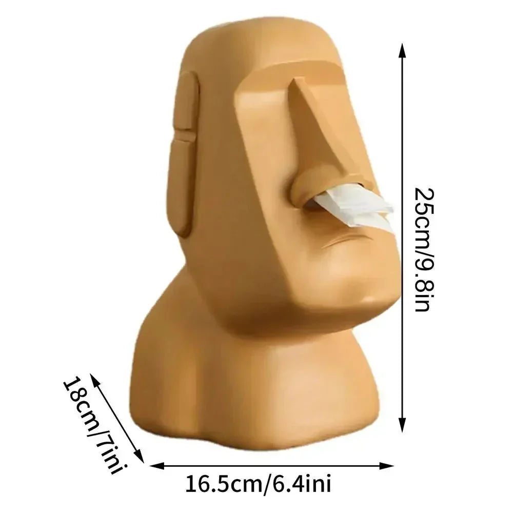 Resinservietholder inspireret af Moai-statuer med unikt dekorativt design