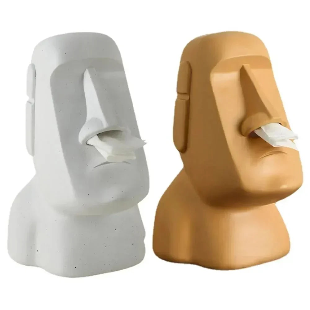 Resinservietholder inspireret af Moai-statuer med unikt dekorativt design