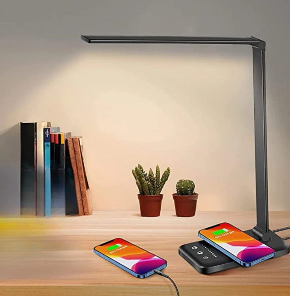 Modern Adjustable LED Desk Lamp with USB Charging Dimmable Office and Bedroom Light