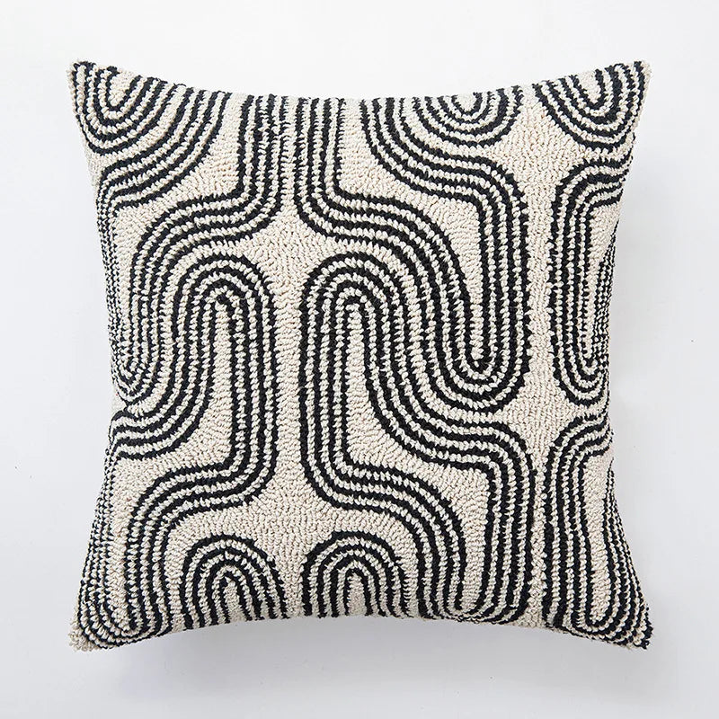 Modern Geometric Tufted Cushion Cover with Textured Design