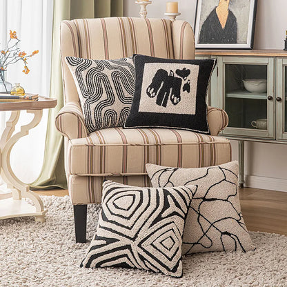 Modern Geometric Tufted Cushion Cover with Textured Design