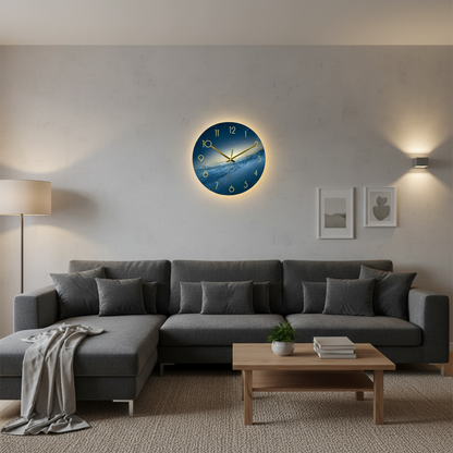 Modern Large Glass Wall Clock with Minimalist Design for Elegant Kitchen and Living Room Decor